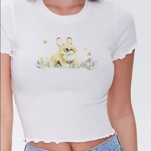 Forever 21 Bunny Graphic Crop Top